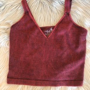 Free People Red and Black Striped Tank Top